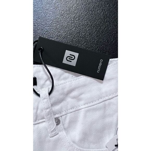 Numero Womens Frayed Hem High Rise  Relaxed Cut-Off Shorts White Sz 26 NWT P1-30 - Picture 4 of 13